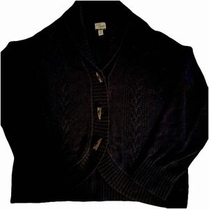 GH Bass Knitted Sweater Vintage XL‎ Toggle Cardigan Cable Knit Fisherman Navy